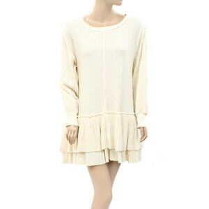Free People Endless Summer Ruffle Tiered Mini Dress Oversized Solid XS 261473